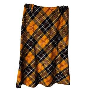 College Town Skirt Yellow Schoolgirl Plaid Womens sz 11 Academia y2k Vintage